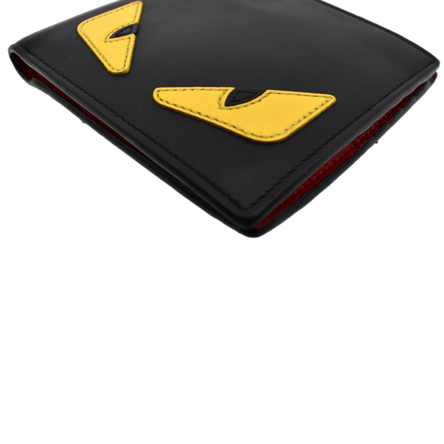 FENDI Monster Eyes Leather Wallet Black