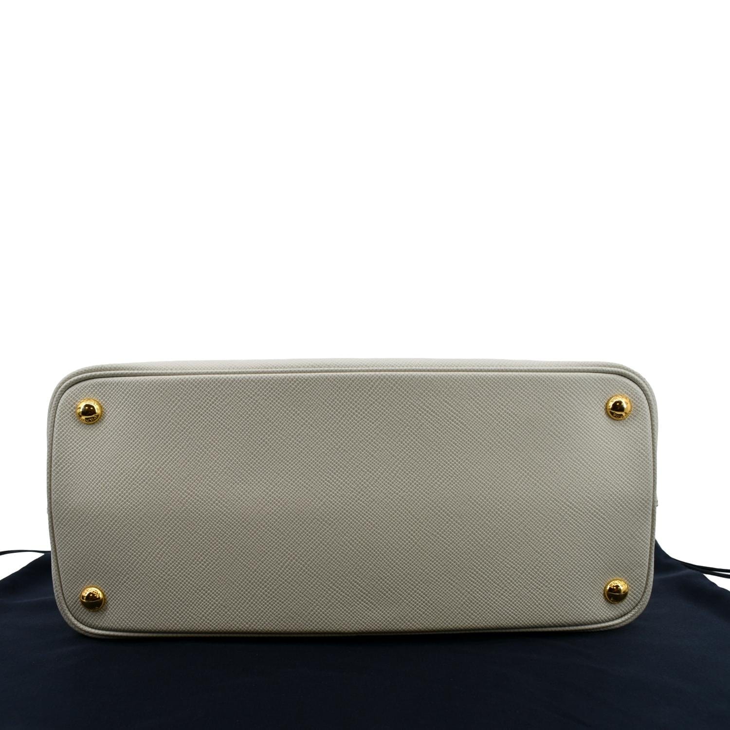 PRADA Medium Double Saffiano Leather Crossbody Bag White - Hot Deals