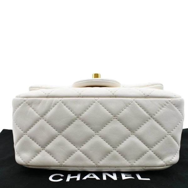CHANEL Pearl Crush Mini Square Flap Leather Crossbody Bag White