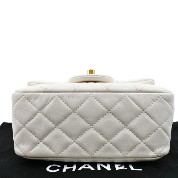 CHANEL Pearl Crush Mini Square Flap Leather Crossbody Bag White
