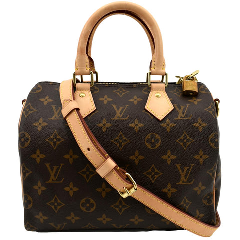 LOUIS VUITTON Speedy 25 Bandouliere Monogram Canvas Shoulder Bag Brown