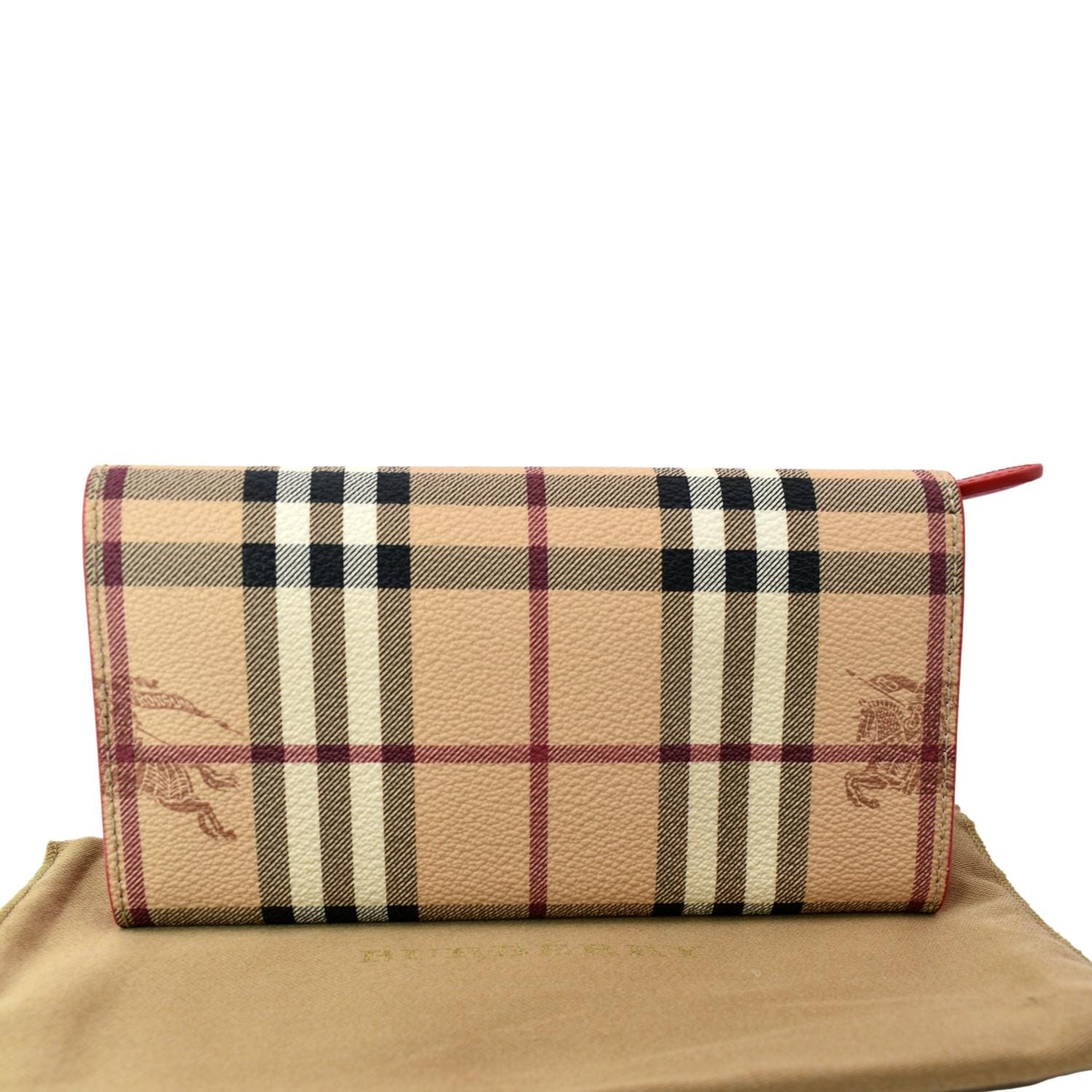 Burberry Women's Vintage House Check Classic Leather Purse Wallet with Dust Bag