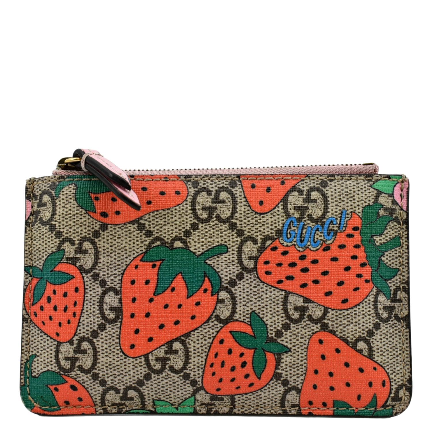 GUCCI Strawberry Printed Monogram Canvas Key Case Multicolor 573841