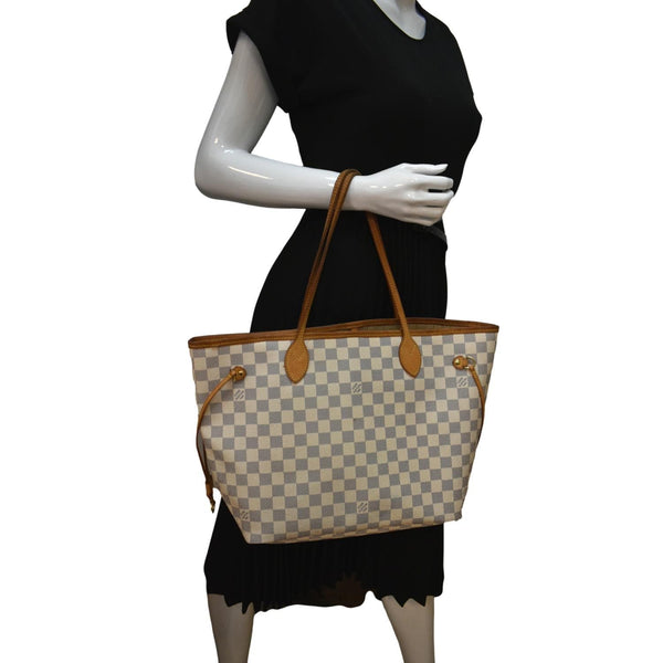 Louis Vuitton Neverfull MM Damier Azur Shoulder Bag - Full View