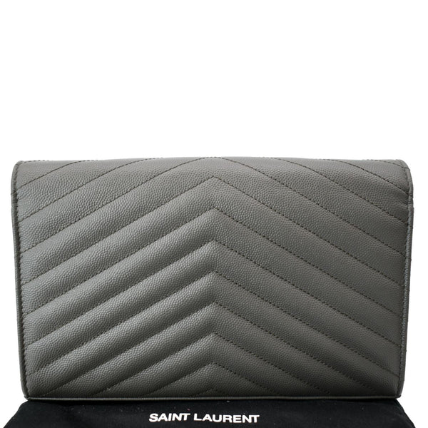 YVES SAINT LAURENT Cassandre Leather Chain Wallet Grey