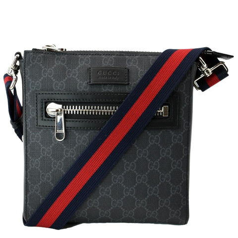 GUCCI Small GG Supreme Canvas Messenger Bag Black 523599