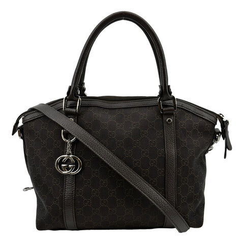 GUCCI Top Handle GG Canvas Tote Crossbody Bag Brown 341503