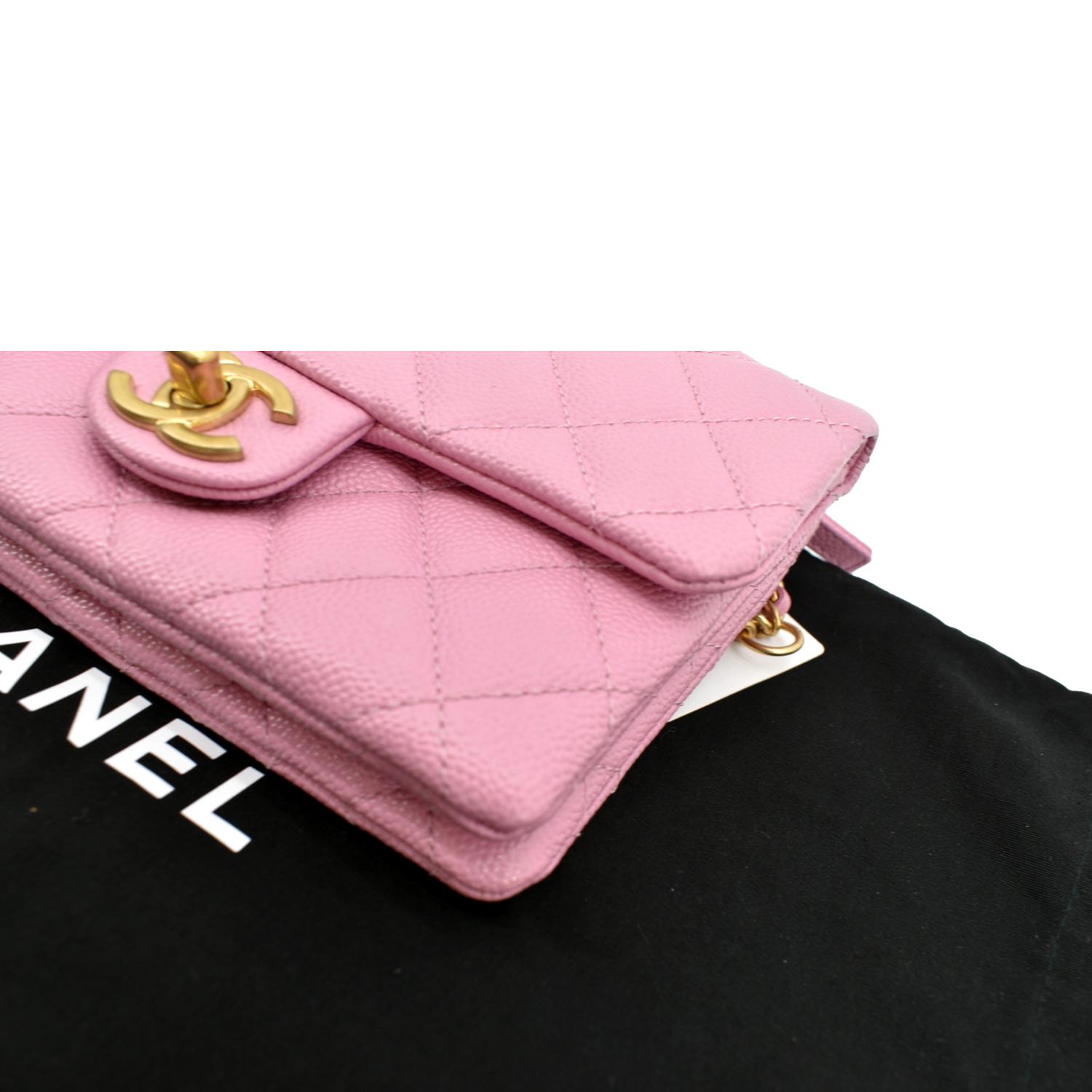 CHANEL Shiny Pick Me Up Flap Caviar Leather Belt Bag Pink