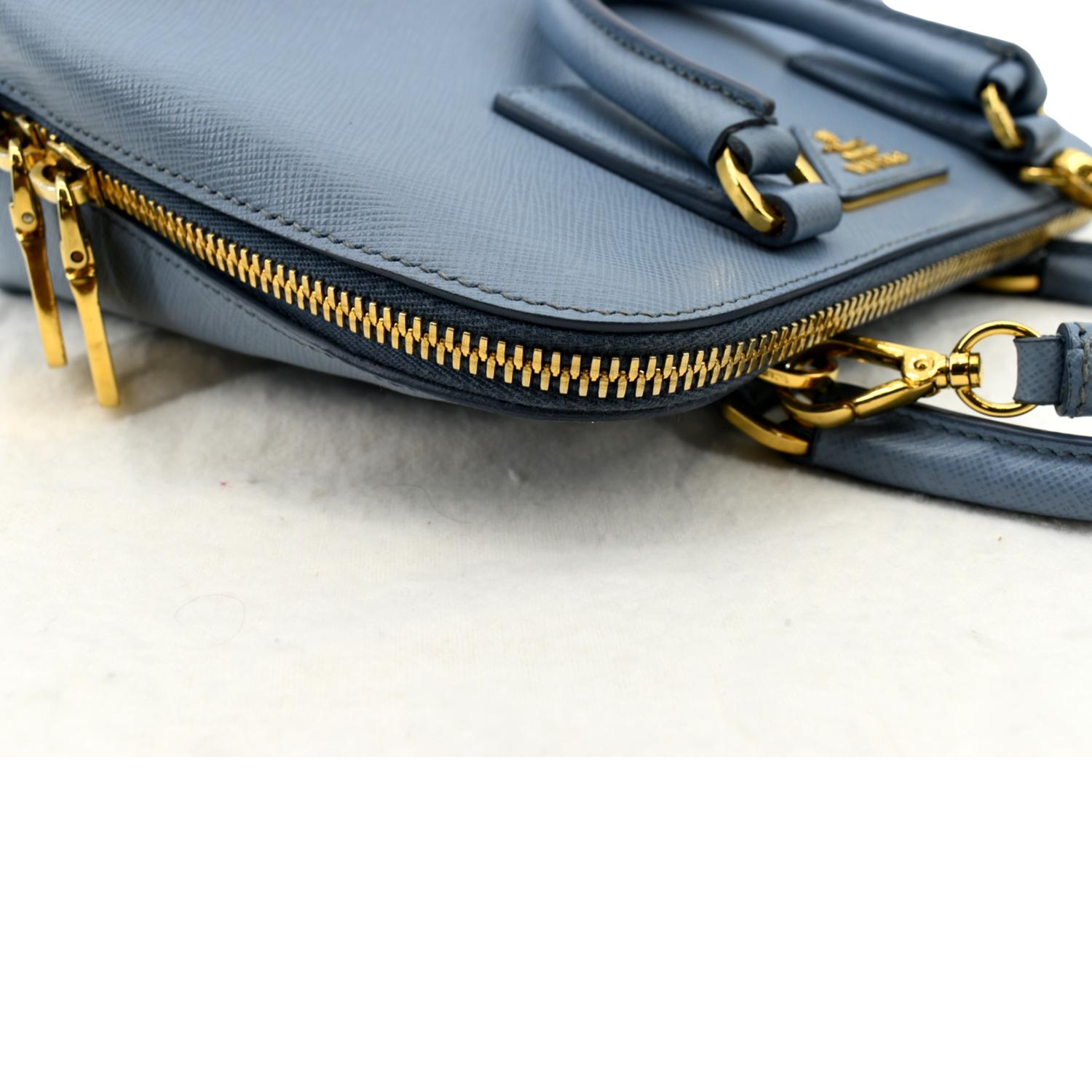 Prada Bauletto Saffiano Leather Lux Handbag - Fuoco 1BB113-NZV