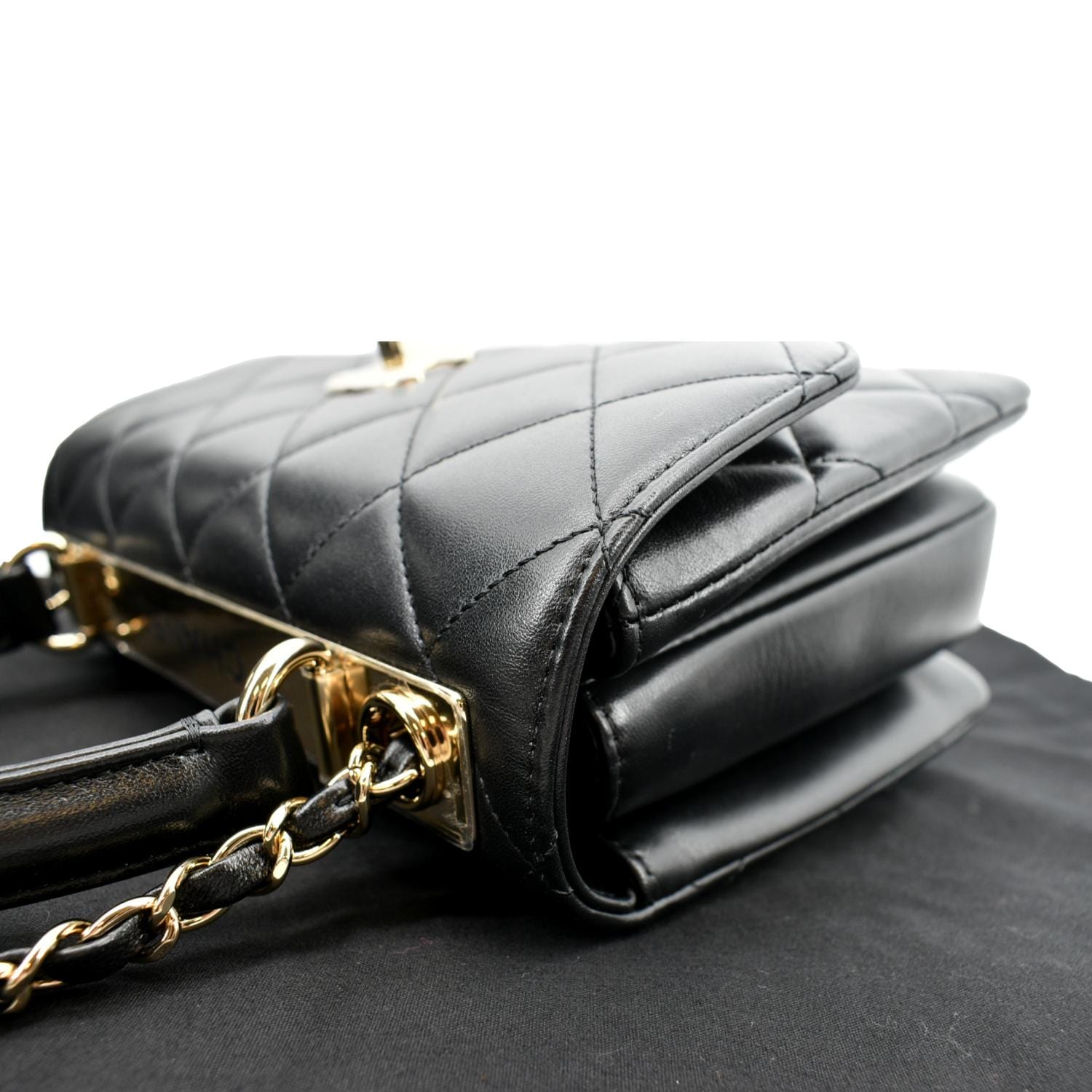 CHANEL, Bags, Chanellambskin Quilted Small Trendy Cc Dual Handle Flap Bag  Black 0authentic