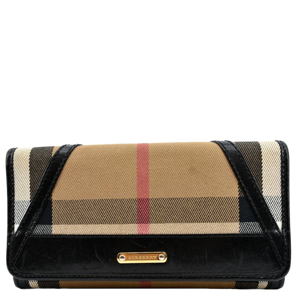 BURBERRY T-bar Check Leather Wallet Black