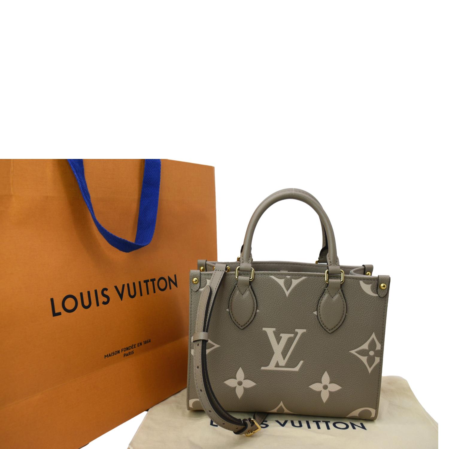 Louis Vuitton Women Onthego PM Bicolor Monogram Empreinte Crossbody Bag Cream