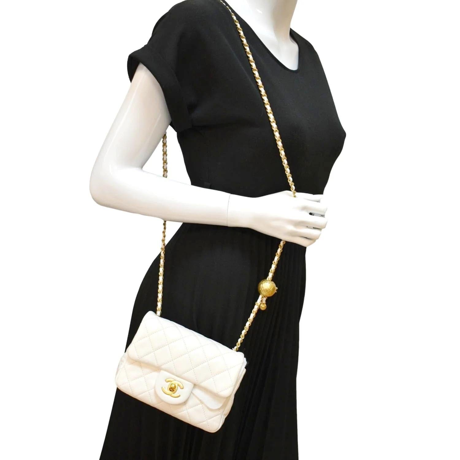 Chanel Pearl Crush Mini Square Flap Leather Crossbody Bag