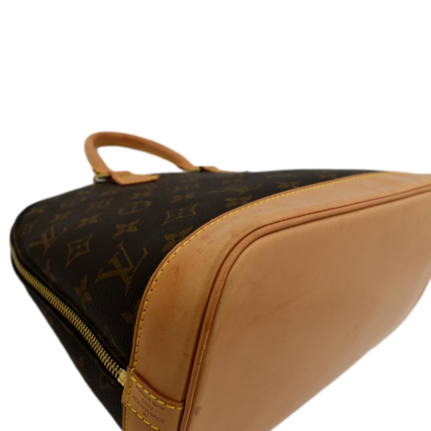 Louis Vuitton Alma PM Monogram Canvas Satchel Bag Brown