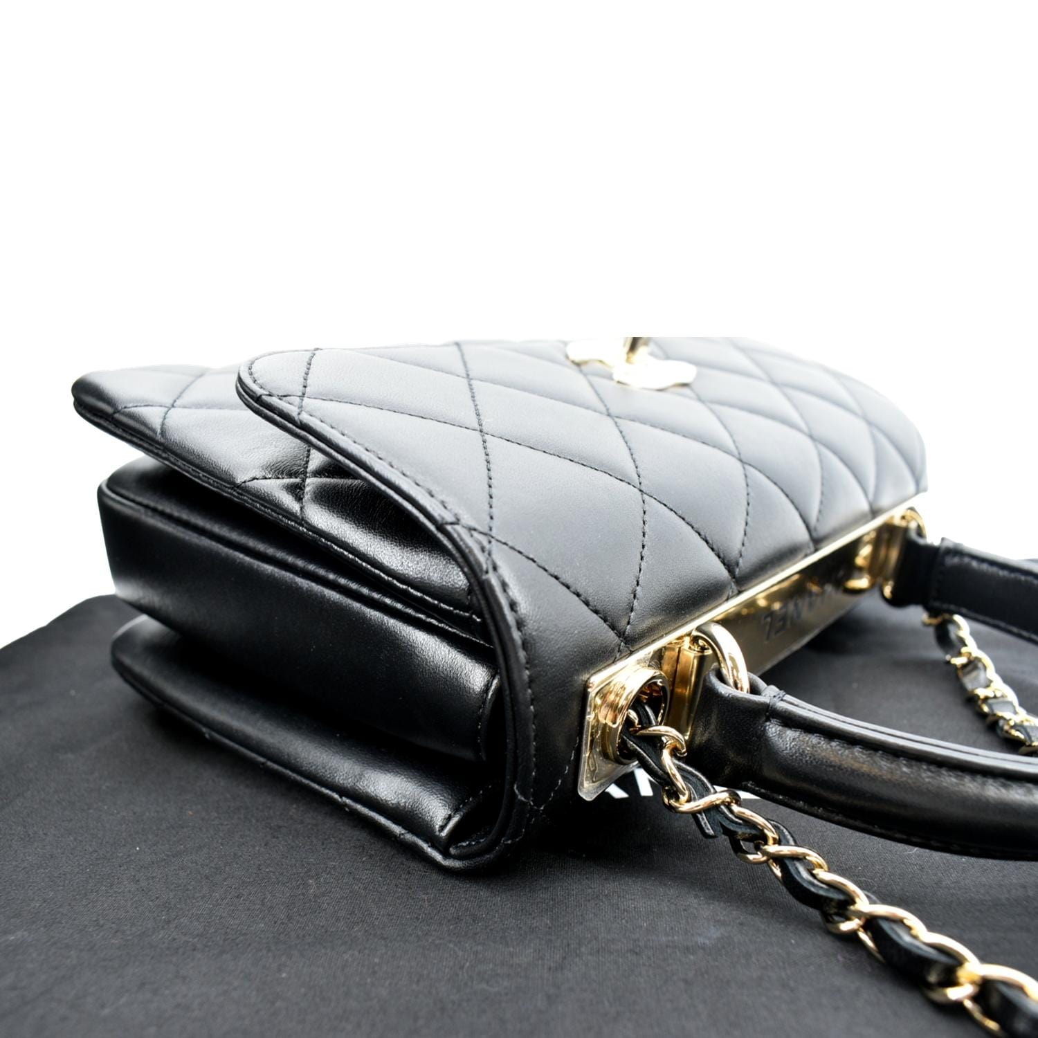 Chanel Trendy CC Flap Bag with Top Handle in Black Lambskin
