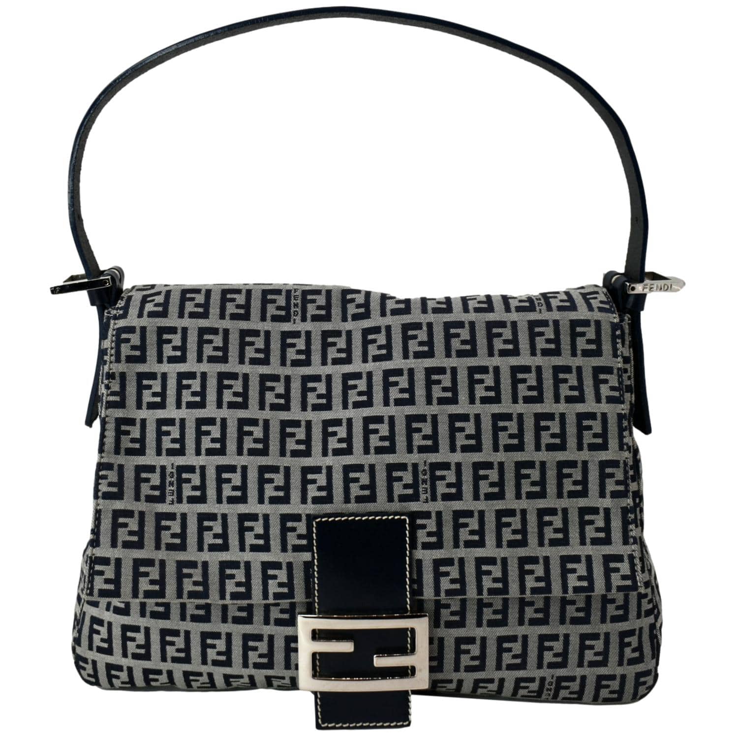 FENDI Mamma Baguette Zucca Hobo Shoulder Bag Grey