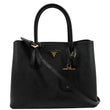 Prada Double Handle Saffiano Leather Tote Bag Black - Front