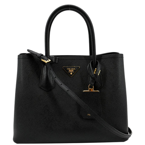 PRADA Double Handle Saffiano Leather Tote Bag Black