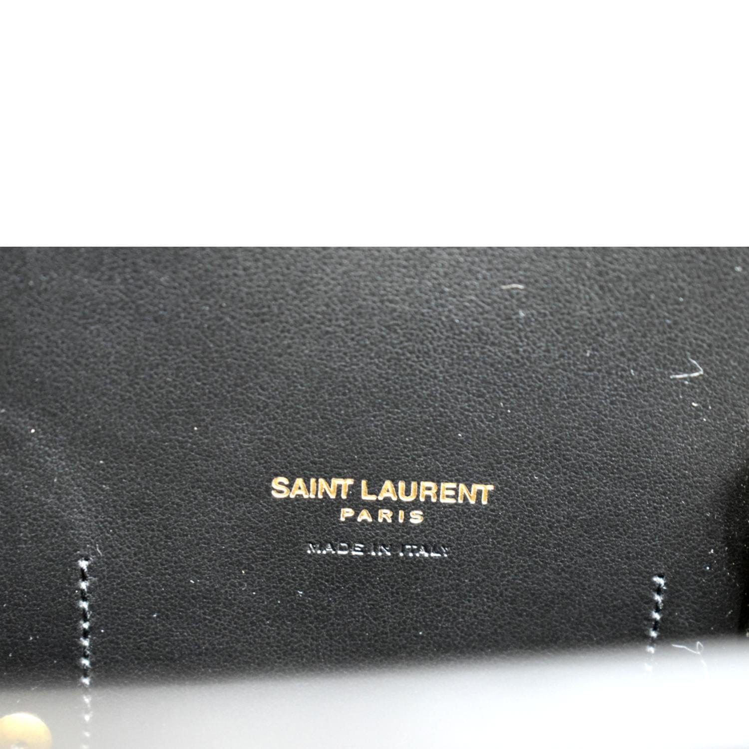 Saint Laurent Paris Black Croc Embossed Leather Classic Baby Monogram Chain  Bag