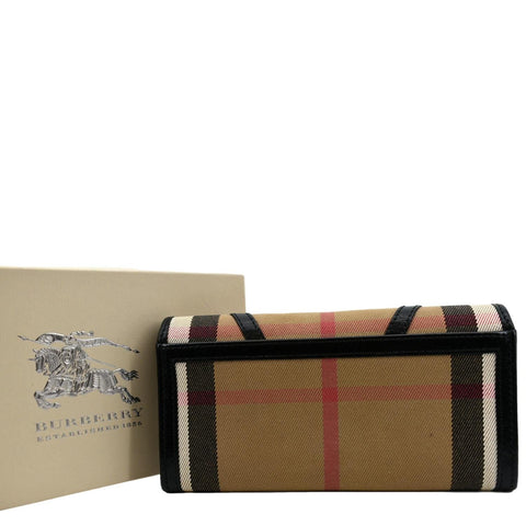 BURBERRY Check Leather Wallet Black