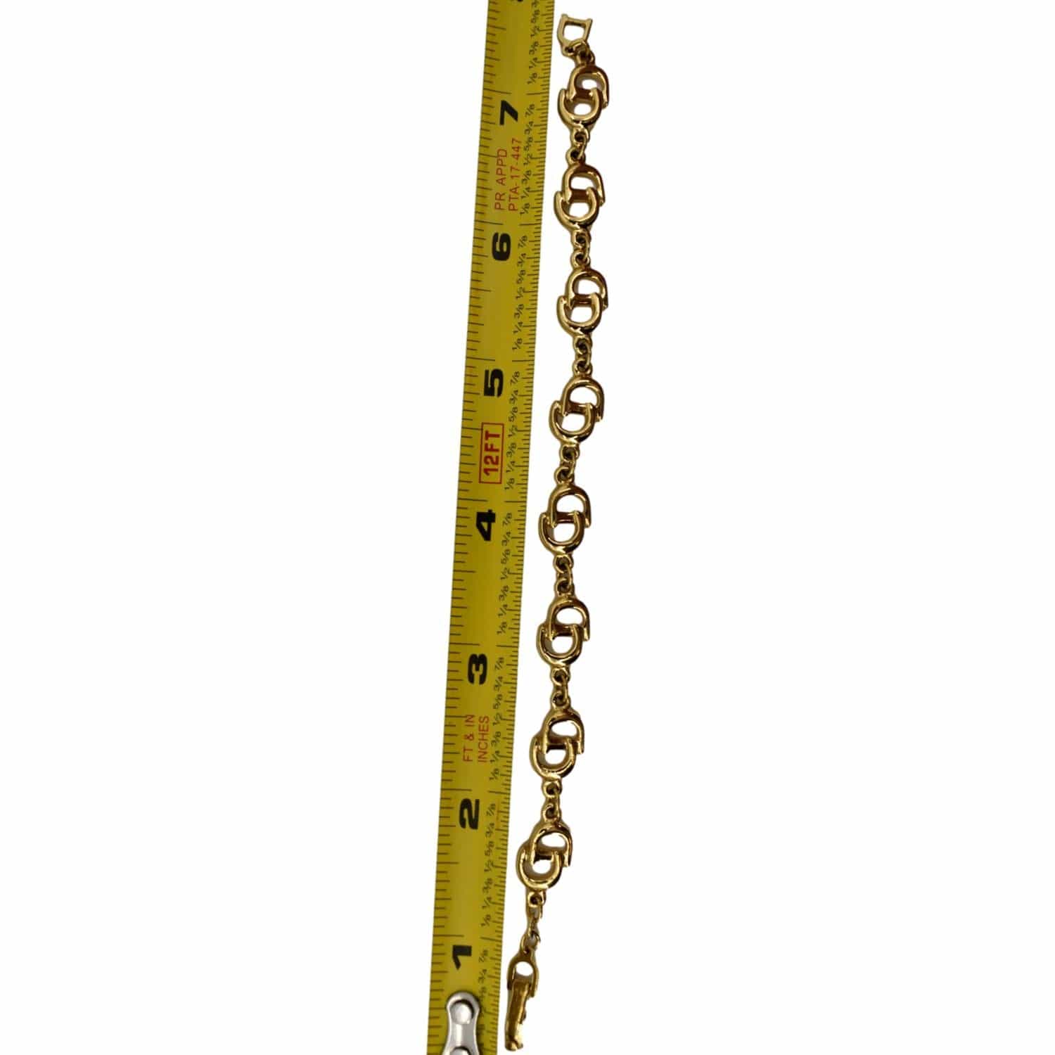 CHRISTIAN DIOR CD Logo Chain Link Short Bracelet Gold