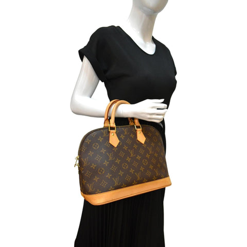 Louis Vuitton Alma PM Monogram Canvas Satchel Bag Brown - Full View