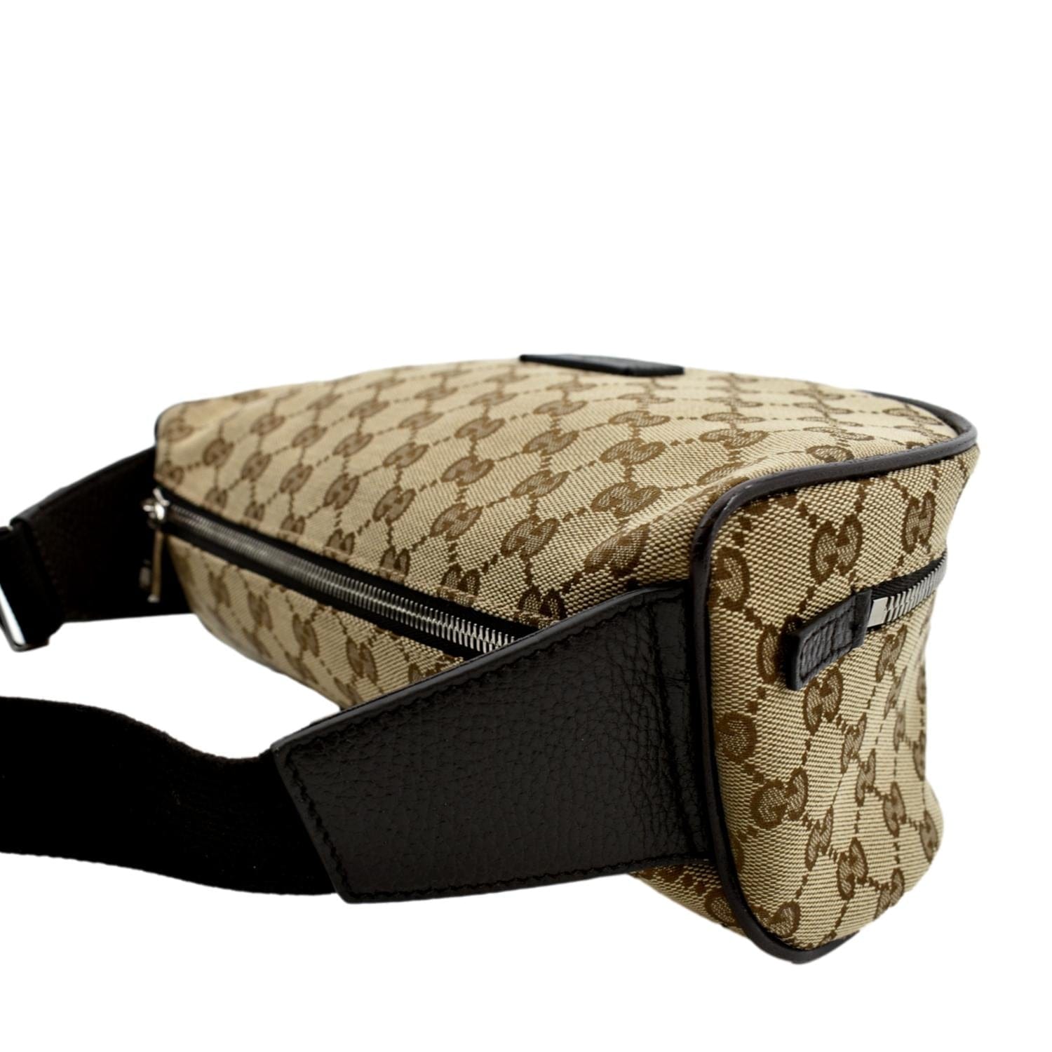 GUCCI Waist Pouch GG Canvas Belt Bag Beige 630915