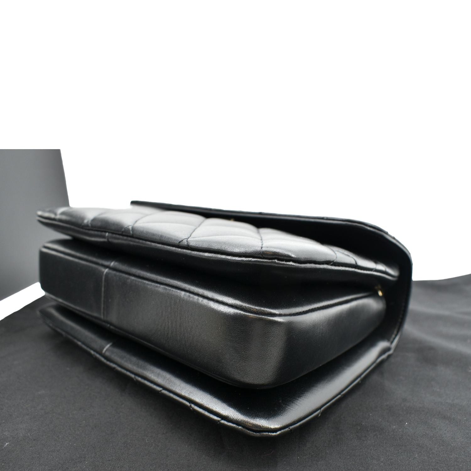 Chanel Dark Grey Metallic Quilted Leather Wallet-Clutch Bag