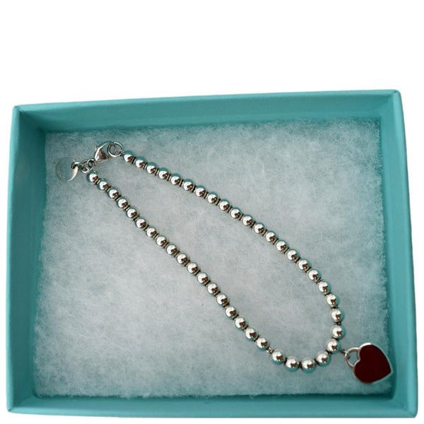 TIFFANY & CO Heart Tag Bead Small Bracelet Silver