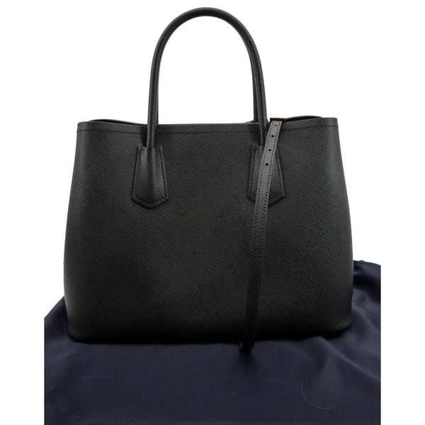 Prada Double Handle Saffiano Leather Tote Bag Black - Back