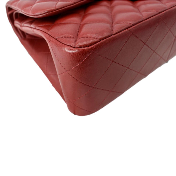 CHANEL Medium Double Flap Lambskin Leather Shoulder Bag Red