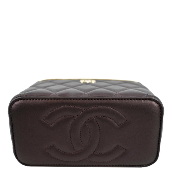 CHANEL Vanity Case Quilted Leather Crossbody Bag Maroon