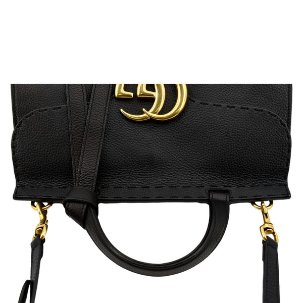 Gucci GG Marmont Leather Top Handle Shoulder Bag Black - Top