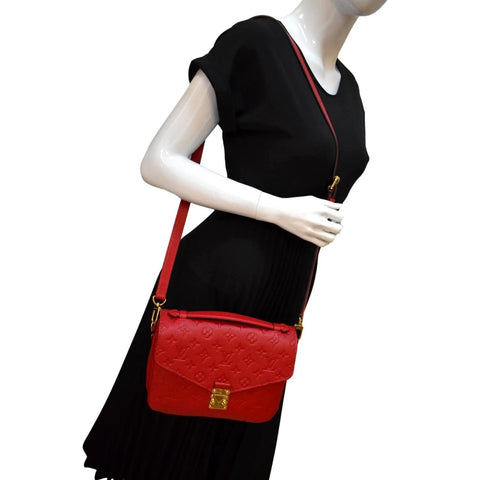 LOUIS VUITTON Metis Pochette Empreinte Leather Crossbody Bag Red