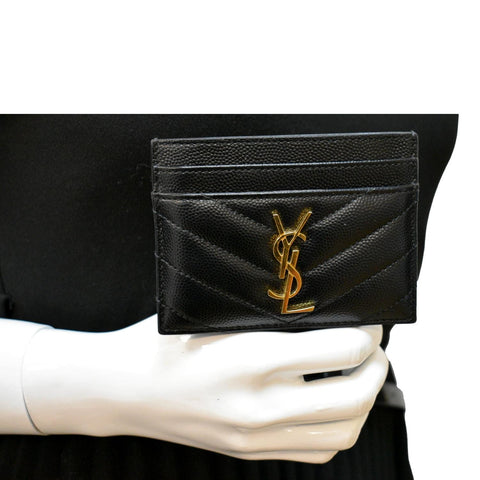 Yves Saint Laurent Monogram Grain Leather Card Case - Full View