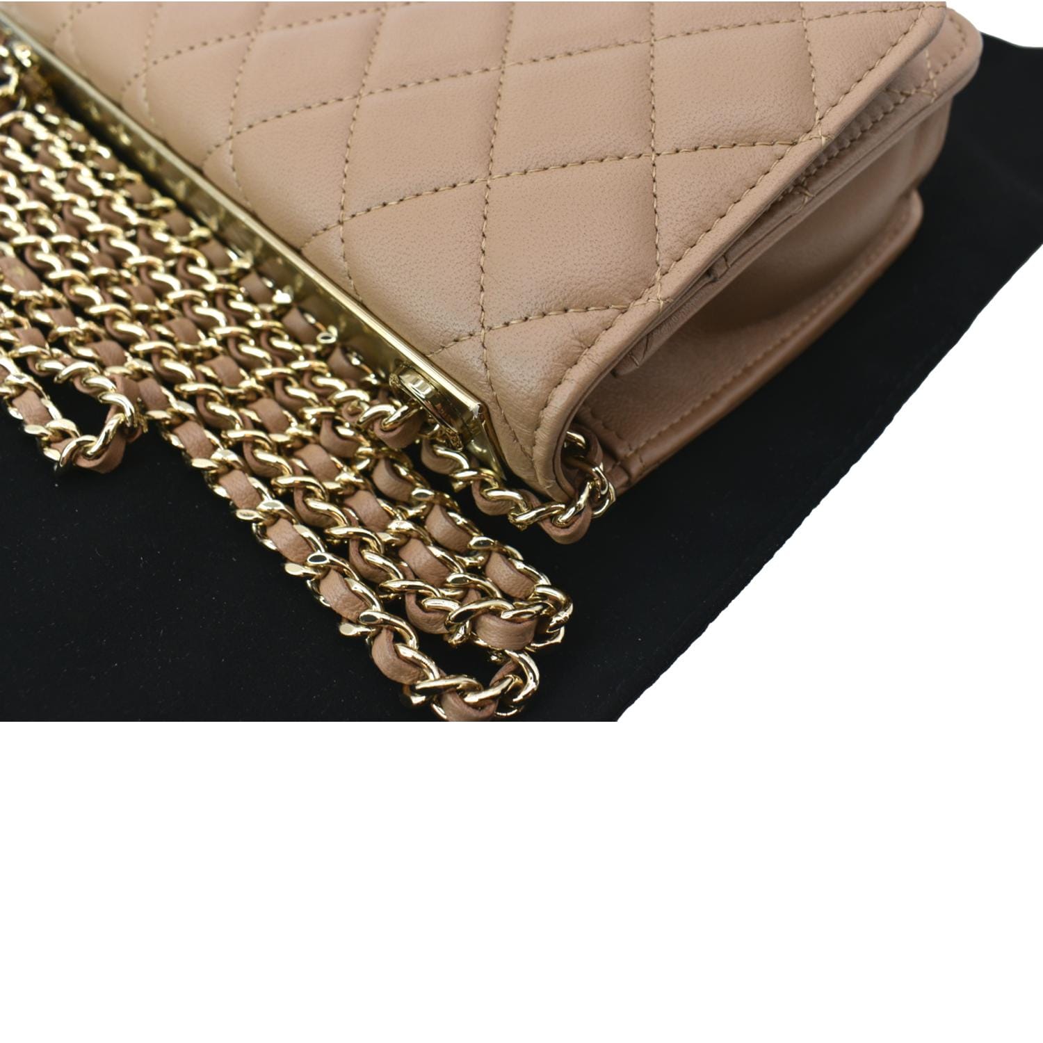 CHANEL Trendy CC Lambskin Leather Wallet On Chain Crossbody Bag Brown