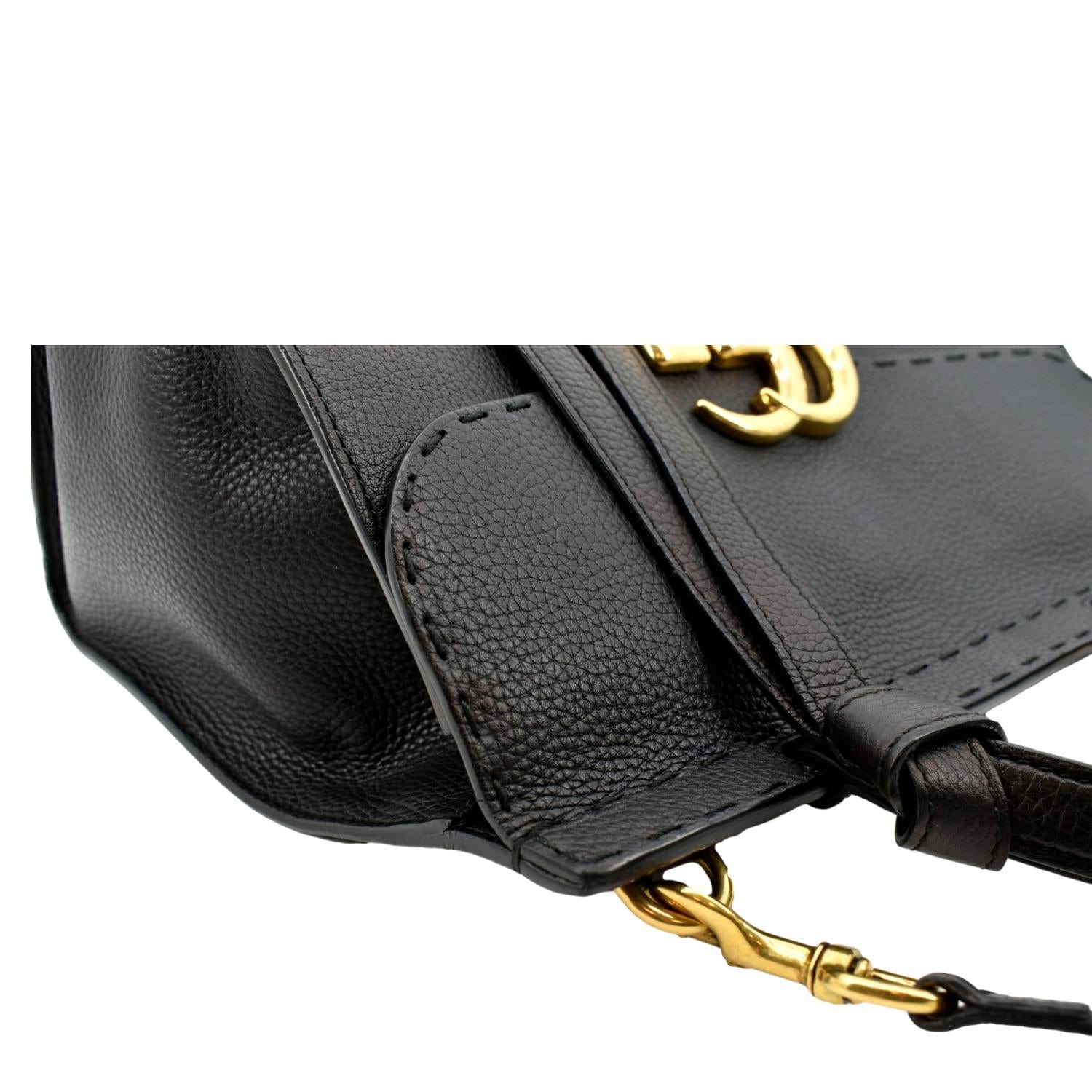 Gucci GG Marmont Leather Top Handle Shoulder Bag Black
