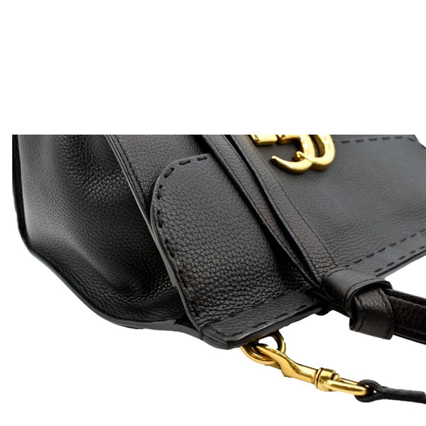 Gucci GG Marmont Leather Top Handle Shoulder Bag Black - Top Right
