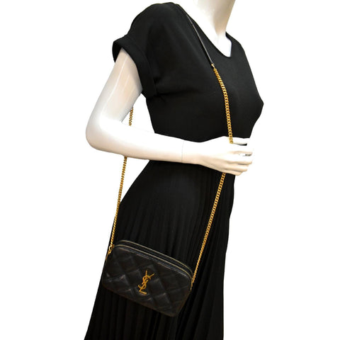 Yves Saint Laurent Becky Double Zip Lambskin Bag - Full View