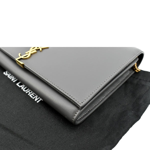 Yves Saint Laurent Flap Leather Shoulder Bag Light Gray- sold