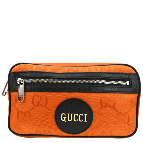 GUCCI Of The Grid Nylon Leather Belt Bag Orange 631341