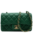 CHANEL Mini Rectangular Flap Quilted Leather Crossbody Bag Green