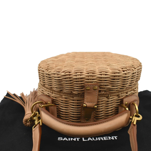 YVES SAINT LAURENT Mica Wicker Leather Crossbody Bag Beige