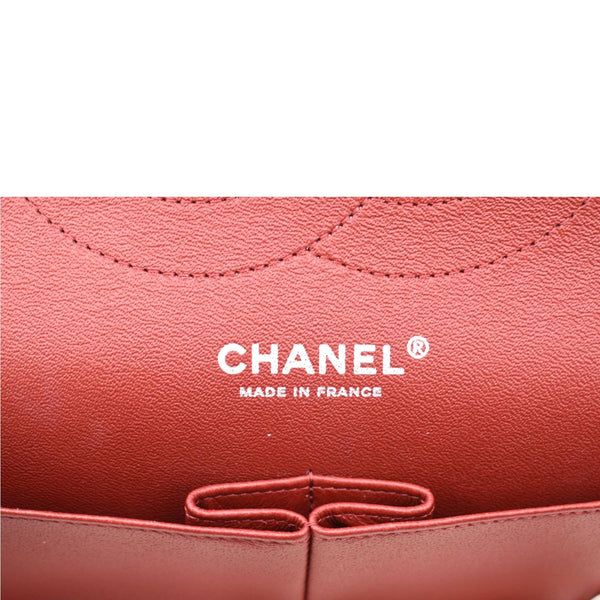 CHANEL Medium Double Flap Lambskin Leather Shoulder Bag Red