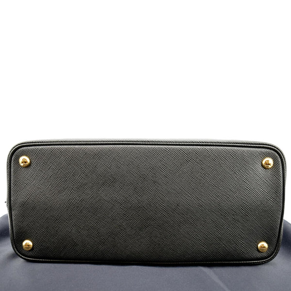 Prada Double Handle Saffiano Leather Tote Bag Black - Bottom