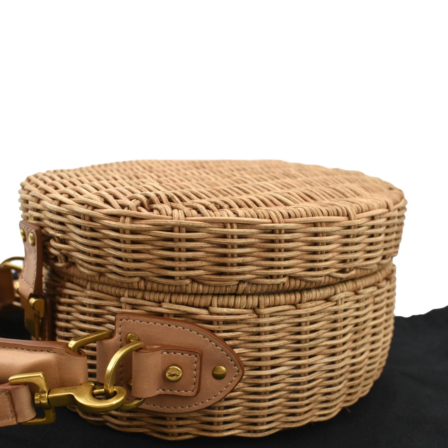 BASKET 20 BAG IN BROWN BEIGE WICKER AND LEATHER