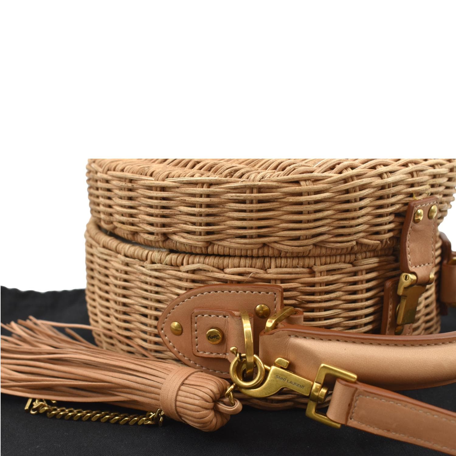 Ysl Rattan YVES SAINT LAURENT Mica Wicker Leather Crossbody Bag Beige