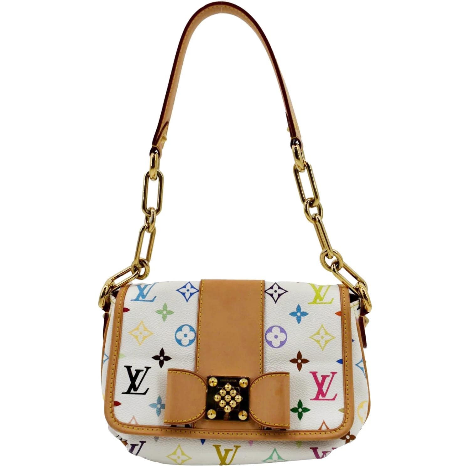 LOUIS VUITTON Patti White Monogram Shoulder Bag Multicolor