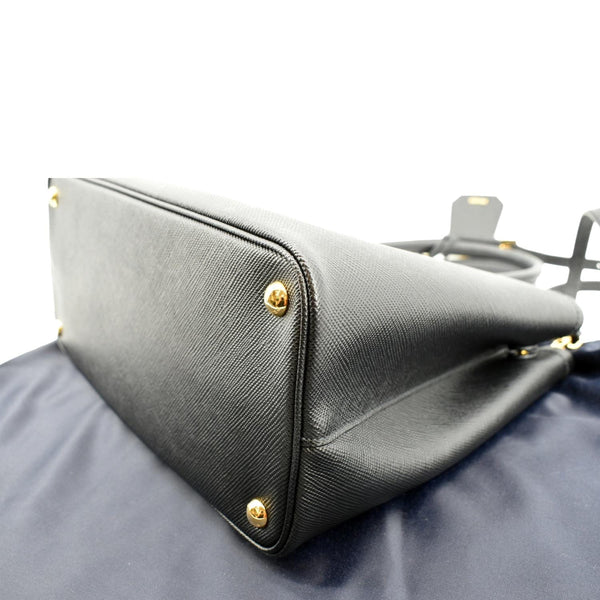 Prada Double Handle Saffiano Leather Tote Bag Black  - Bottom Right