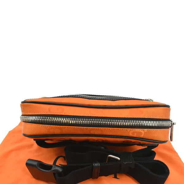 Gucci Of The Grid Nylon Leather Belt Bag Orange - Top